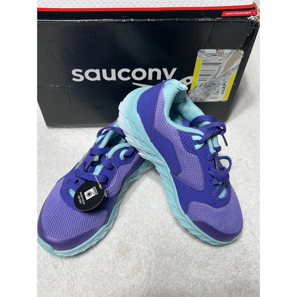 Saucony Kids Wind 2.0 Lace Sneakers – Size 10.5 M (Little Kid) – Purple/Aqua